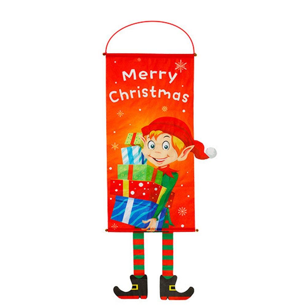 Santa Claus Xmas Door Banner Snowman Decoration Hanging Cloth Creative Christmas Hanging Flag  Door