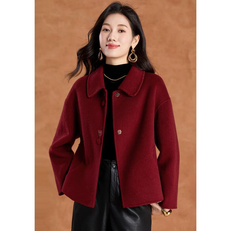 Women's Elegant Sheep Wool Blend Double-Faced Coat