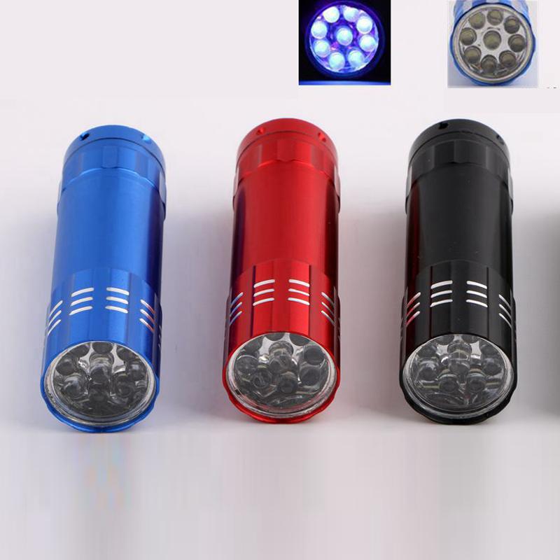 9 LED Flashlight for Fluorescent Agent Detection Money Detect Lighting
