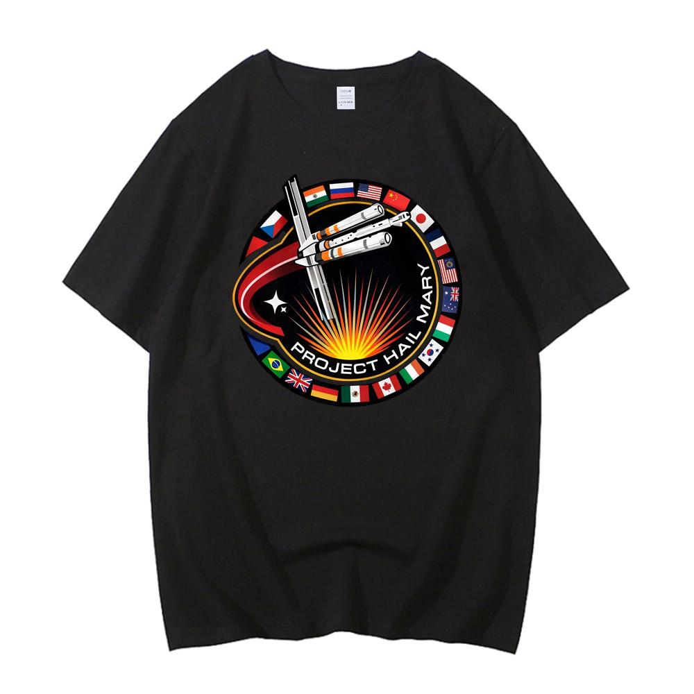 

High Quality Cotton Project Hail Mary Tshirt Unisex Spaceship Nation Flags Mission Patch Shirt Summer Fashion Short Sleeve Tshirt S