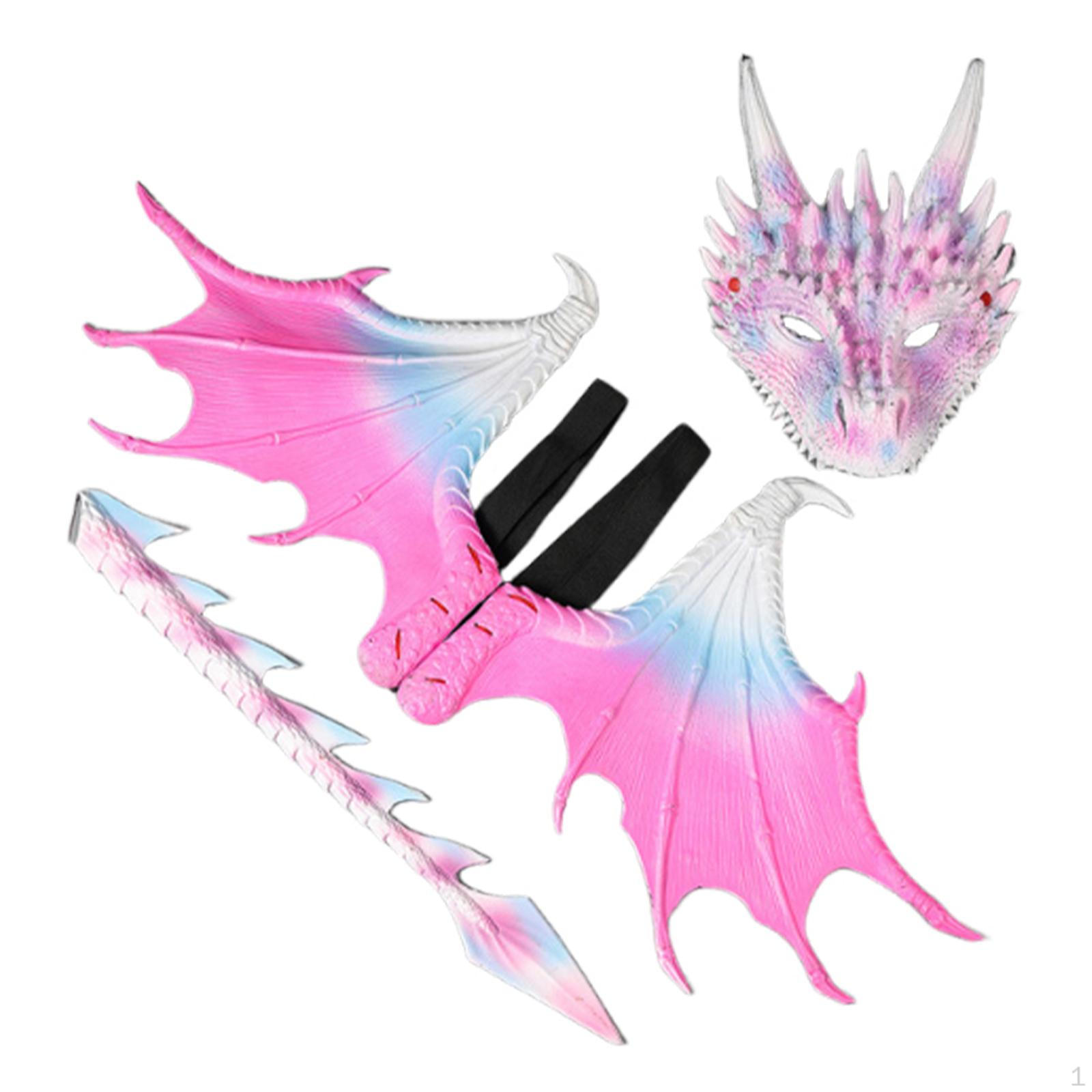 

Children s Dragon Outfit with Dinosaur Tail and for Halloween Events рожевий