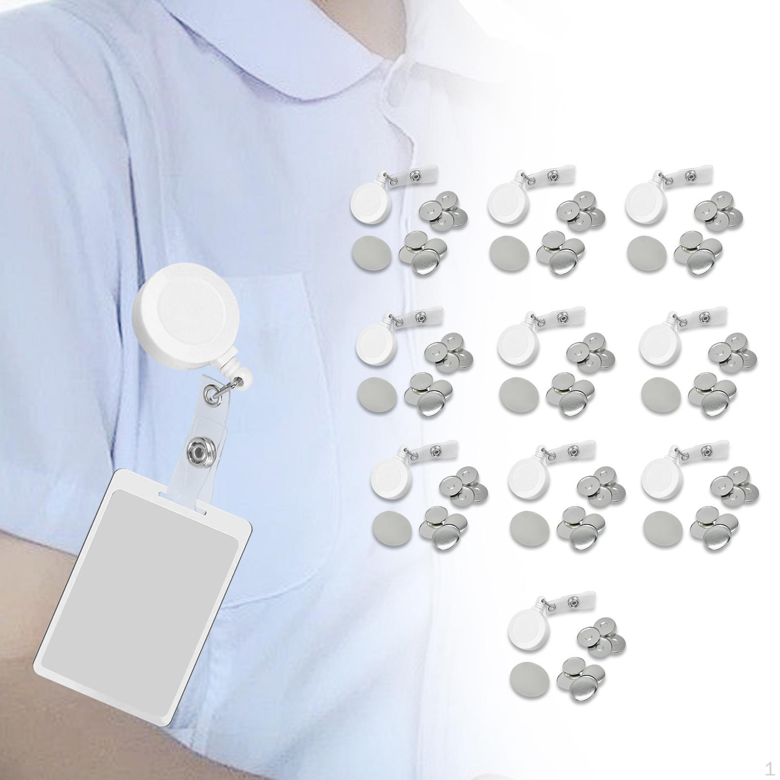 

10 Pieces Retractable ID Holder Keyring DIY Buckle Portable Nurse Reel for Worker Teacher 32mm White