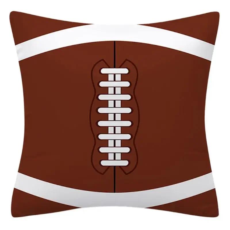 Vikama Sports-Themed Rugby And Basketball Decorative Square Cushion Cover, Suitable For Cars, Sofas, Offices, And Home Decor