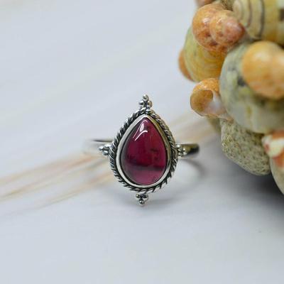 Garnet Gemstone Handmade Designer Ring, 925 Silver Ring,boho Ring, Women Ring, Anniversary Ring