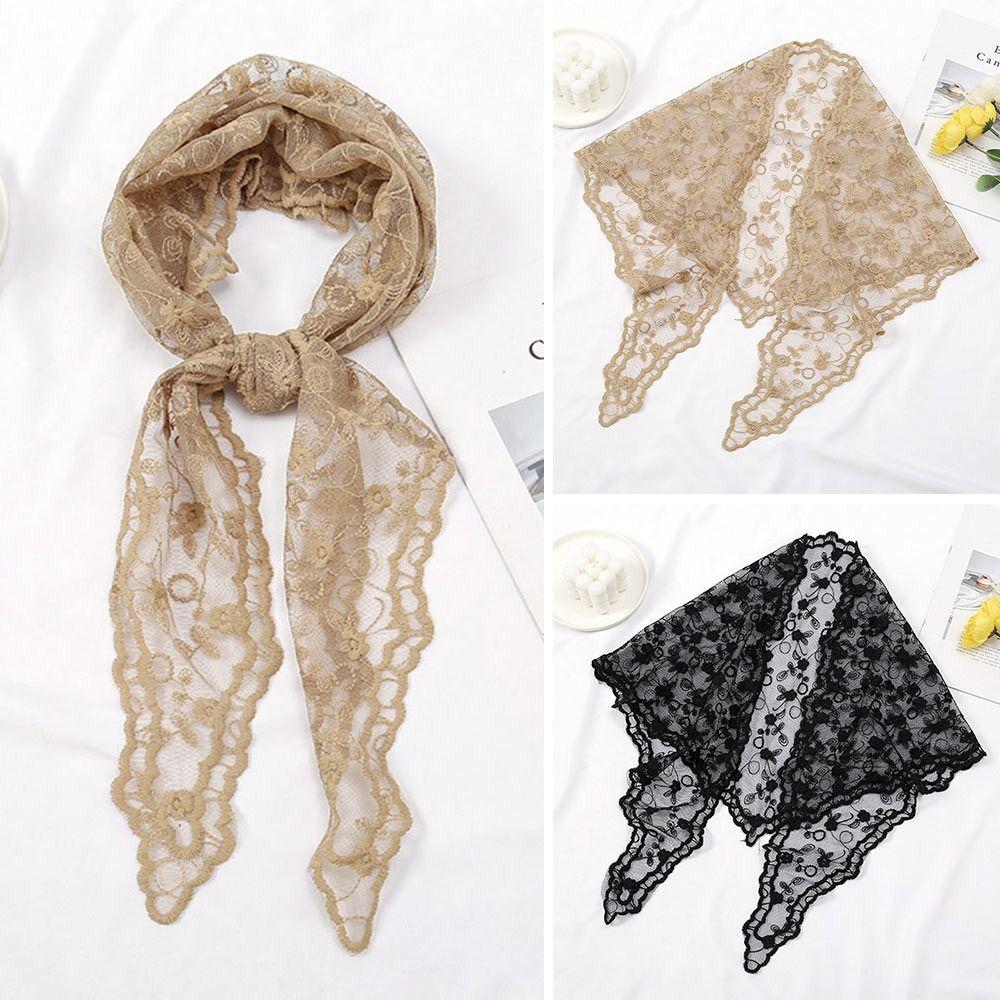 Floral Lace Triangle Scarf Soft Headband Hair Band Fashion Bandana Kerchief  for Women