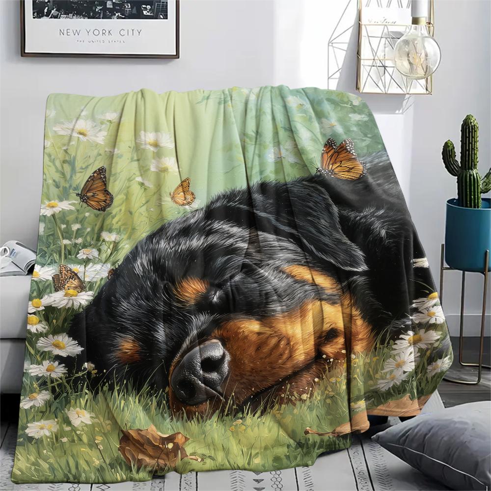 

Ротвейлер и Трава, Фланелевое одеяло с рисунком, Высокое качество, Удобное для всех сезонов, Декор для дома, Тепло и уют, Идеально для подарков. 80cm x 120cm