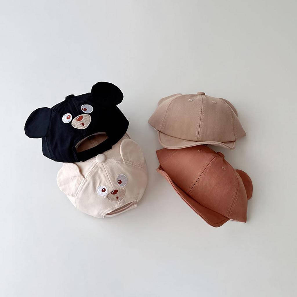 Cartoon Bear Ear Baby Baseball Cap Cute Solid Color Infant Peaked Hat Summer Cotton Kids Boy Girl Sun Visor Hats