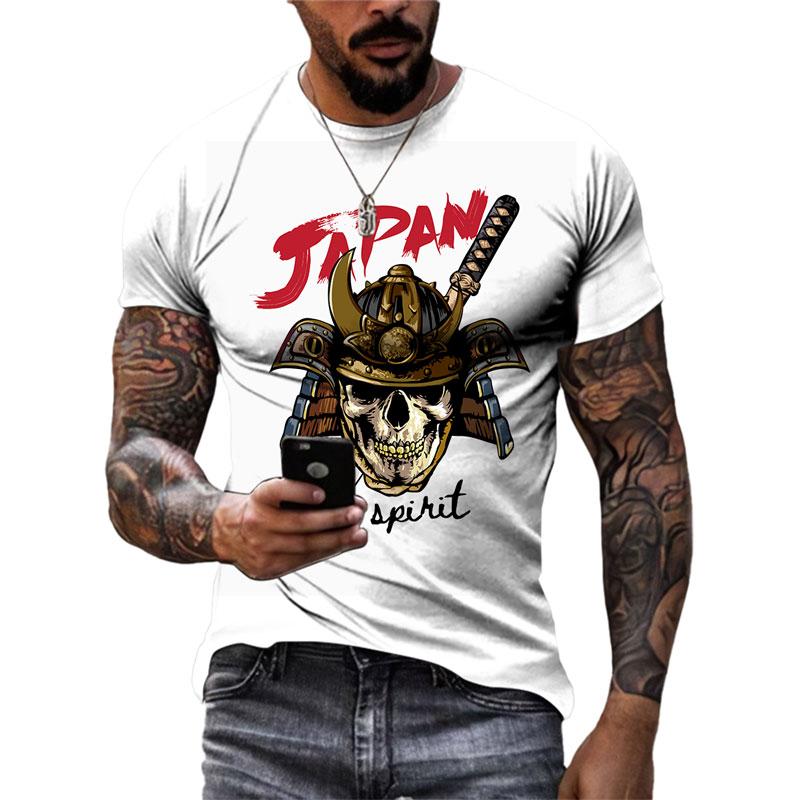Summer Fashion Japanese Samurai Cool T Shirt Men Trend Casual Printed Streetwear O-neck Short Sleeve Quick-drying T-shirt