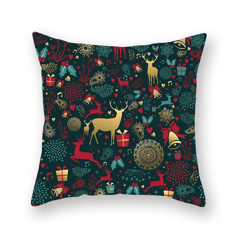 New Christmas Printed Linen Pillow Cover Sofa Cushion Cover Home Furnishings