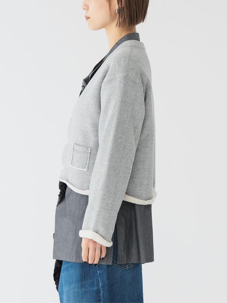 Beams Boy Maturely Cut-Off Jersey Cardigan, Women's, Gray Free