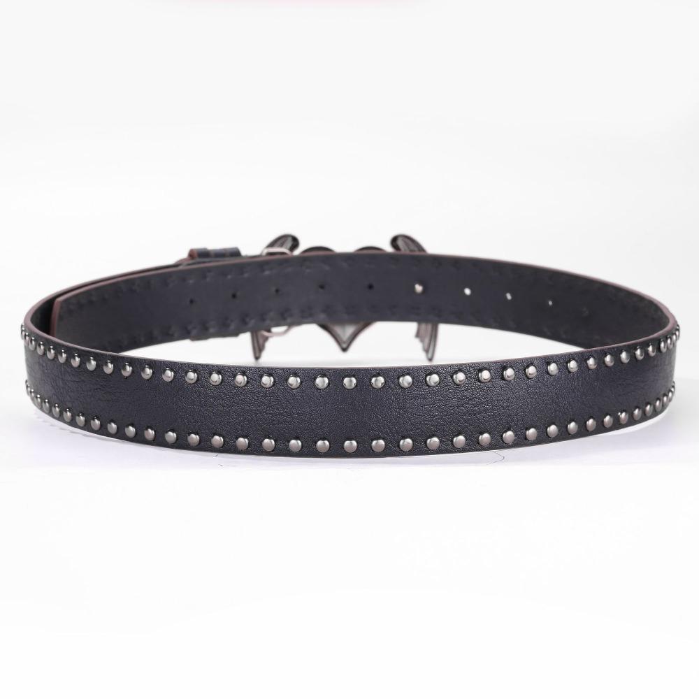 Trendy Punk Rivet Belts Double Hole Eyelet Grommet PU Leather Waistband Vintage Gothic Waistband
