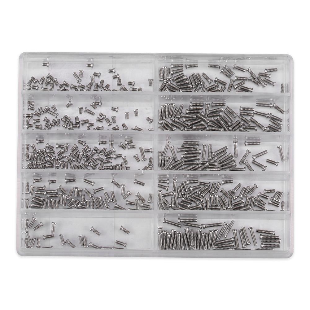 600Pcs Box 10 Sizes Stainless Steel Screws Watch Eyeglass Repair Accessory