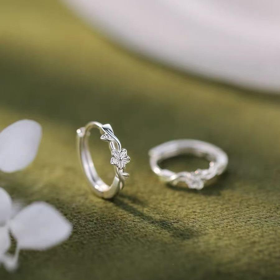 2026 High-End Women's Flower Ear Cuffs: 925 Sterling Silver Needle Stud Earrings