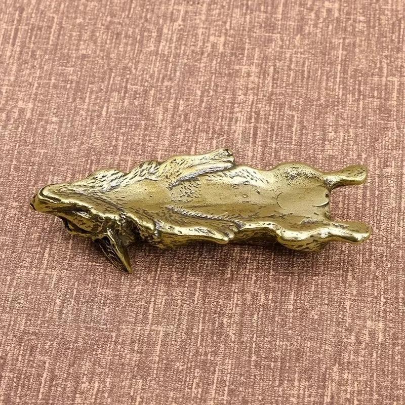 Antique Brass Corgi Dog Micro Carving Handicraft Creative Metal Dog Tabletop Decoration Antique Home Decoration Dog Tea Pet
