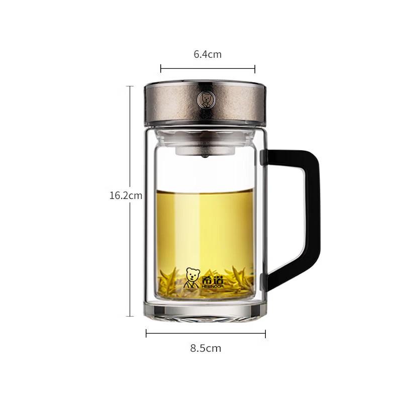 HEENOOR Double-Layer Glass Tea Cup with Titanium Filter