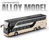 1:30 Business Double Decker Alloy Bus Models Toys Diecast Cars Doors Opened Sound Light Pull Back Miniature Car Christmas Gifts