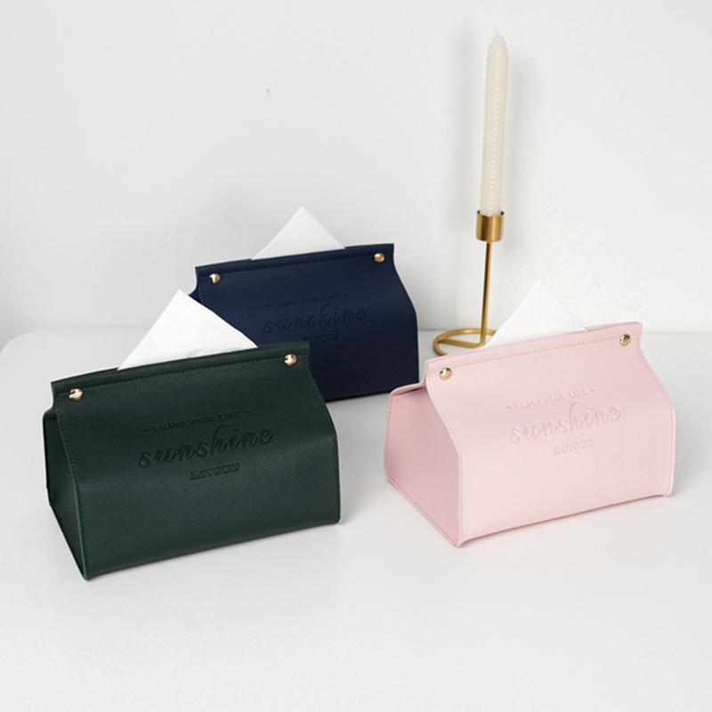 Taschentuchbox aus PU-Leder, einfacher rechteckiger Papierhalter, Spender, Aufbewahrungsbehälter für Zuhause, Büro, Autozubehör