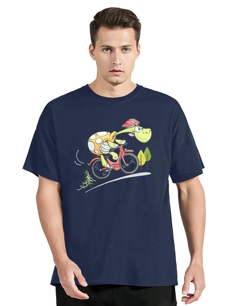 

ZX Tee Turtle On The Bike Oversized T Shirt Bicycle MTB Mountain Ride Cotton Tops Vintage Graphic Harajuku Tees Oversized T-Shirts 4XL