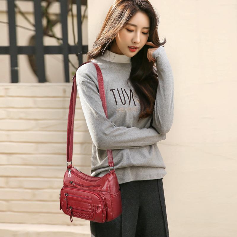 Damentasche Weiche Leder Mehrschichtige Schulter Umhängetasche Muttertasche