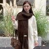 Korean Style Wool-Blend Tassel Scarf - Soft, Warm, and Solid Color for Women and Students