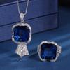 Jewelry Retro Simulation Blue Glass Treasure Butterfly Luxury Inlaid Princess Square Set Main Stone 14 * 1