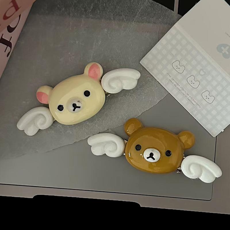 

Kawaii Rilakkuma Angel Hair Clip Cartoon Крылатый Медвежонок Челка Боковая Заколка Для Девочек Заколки Для Волос Аксессуары Для Волос Подарок кофейный