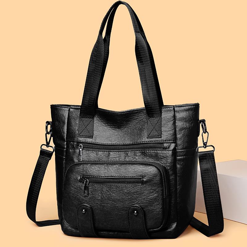 2025 Retro Soft Leather Mom Bag: Large Capacity Casual Tote and Crossbody
