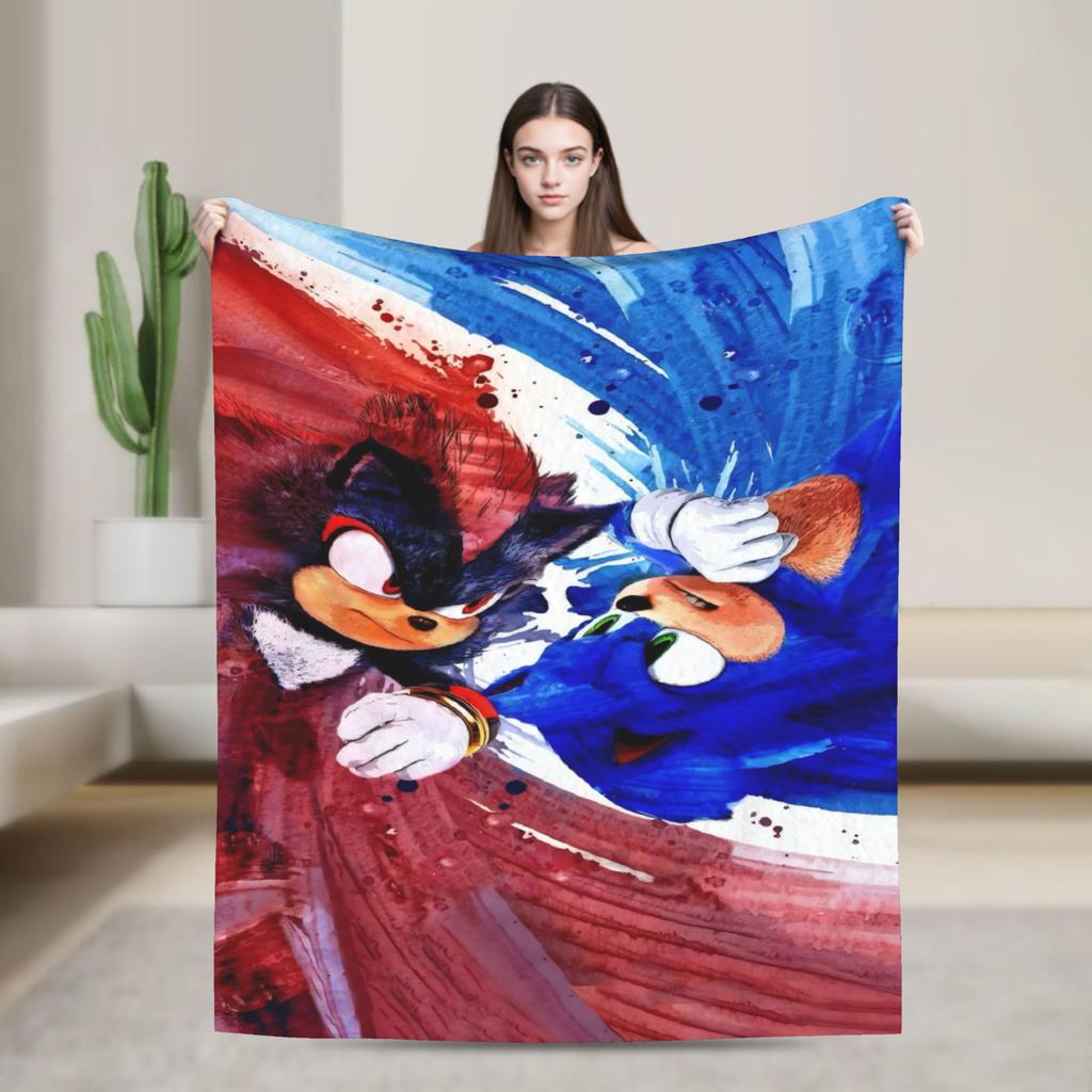 Sonices the H-Hedgehogs Shadow Soft Blankets Kids Adult Plush Throw Blanket Novelty Couch Chair Flannel Bedspread Sofa Bed Cover