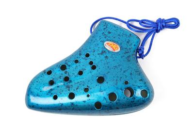 TNG Ocarina Musical Instrument Plastic AC Ocarina Wind Wind Resin Fingering Chart Included [12 Holes/Triple/Alto/C Key] (Blue)