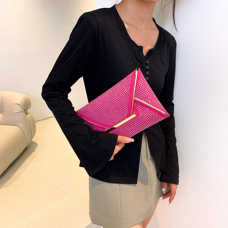 Hot diamond fashion texture trend 2025 early autumn personalized diamond inlaid new casual change clutch bag women's bag