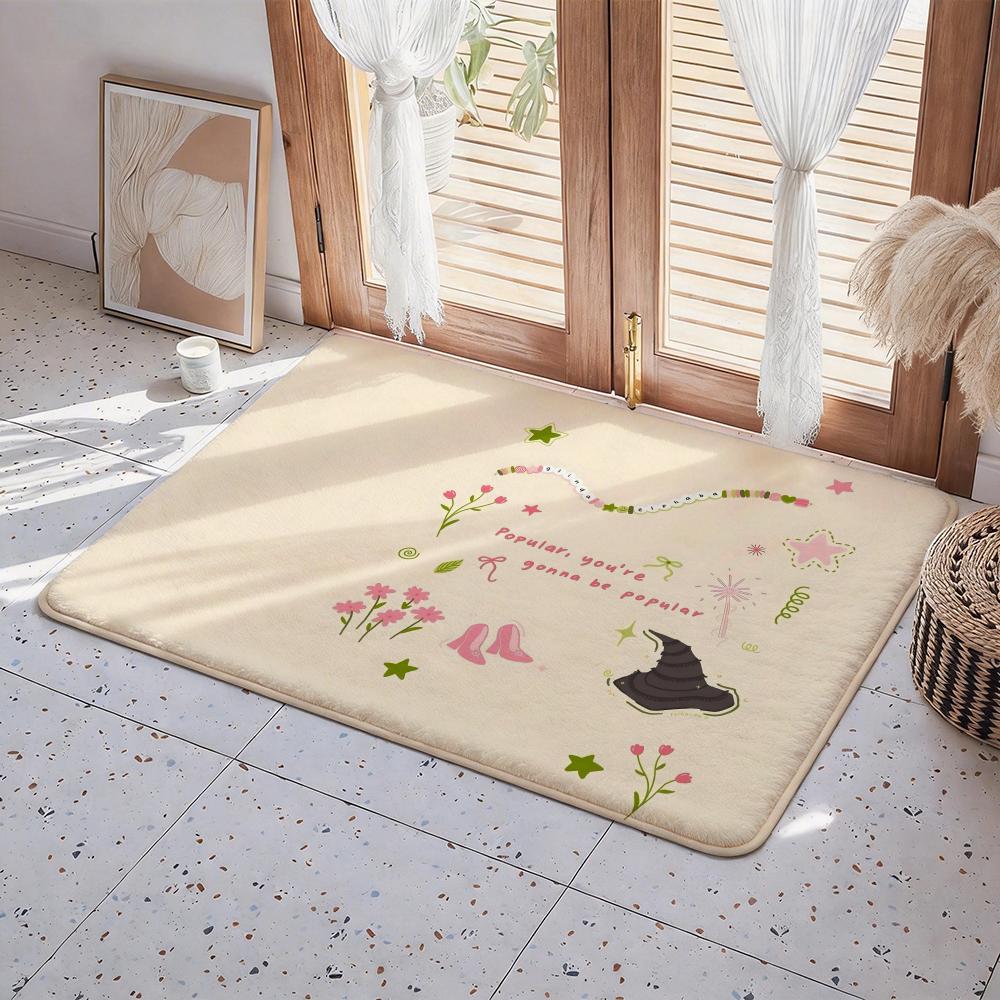 Movie W Wicked Floor Mat Eco  Flannel Doormat Non Slip Odorless Indoor Floor Rug Soft Short Plush Home Mat