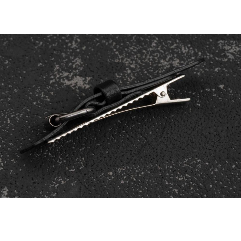 Original handmade leather buckle hairpin Punk subculture Y2K girls black duck bill hairpin