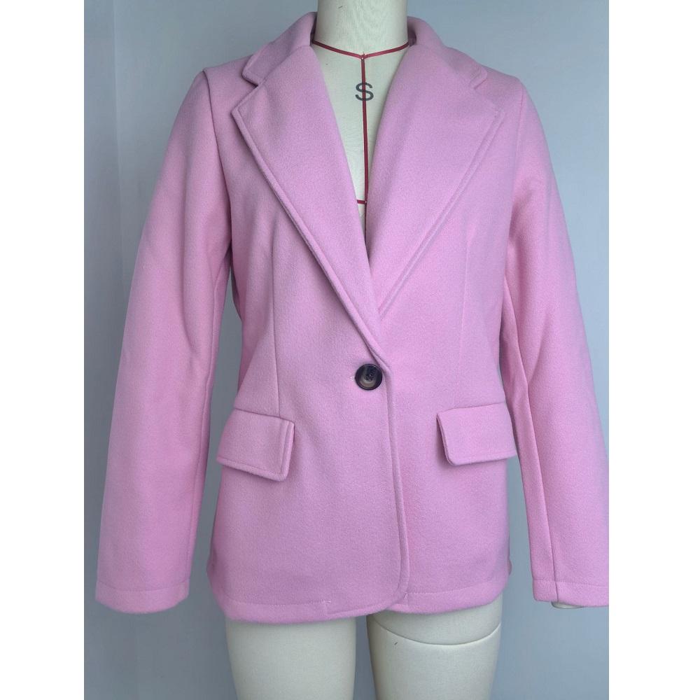 Women Autumn Winter Casual Coats Single Button Long Sleeve Pockets Woolen Jackets ladies Casual Solid Color Outerwear