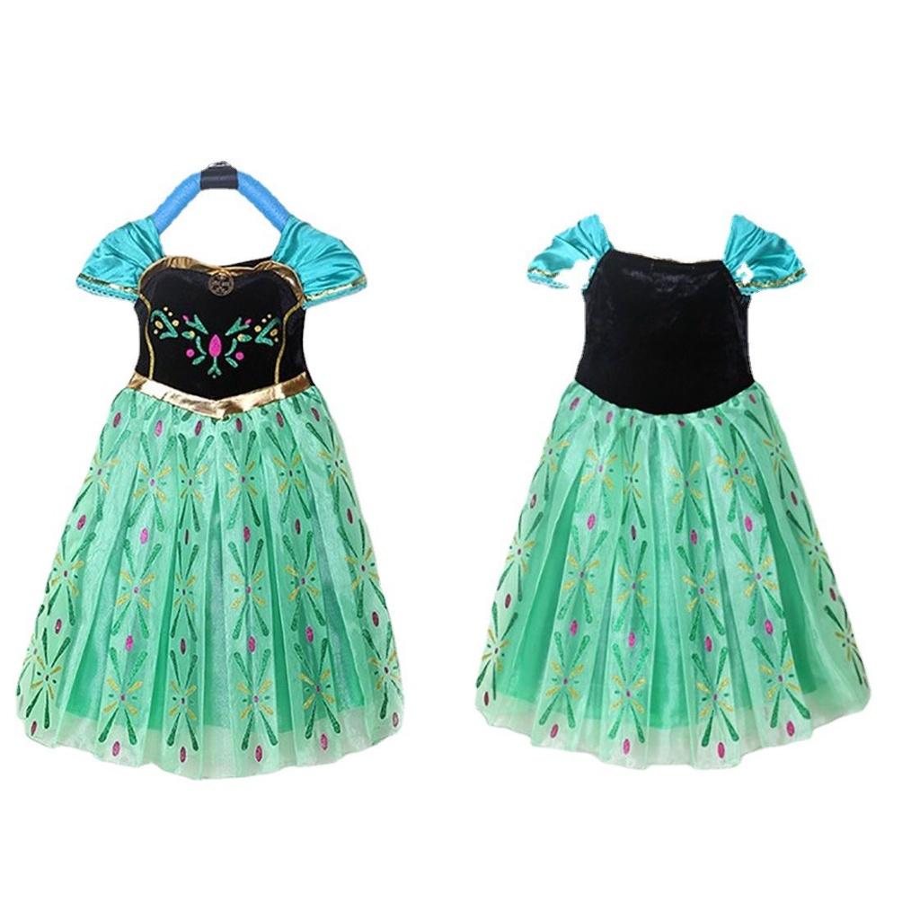 Vestito Cosplay Elegante Regina Anna di Frozen per Bambina con Accessori