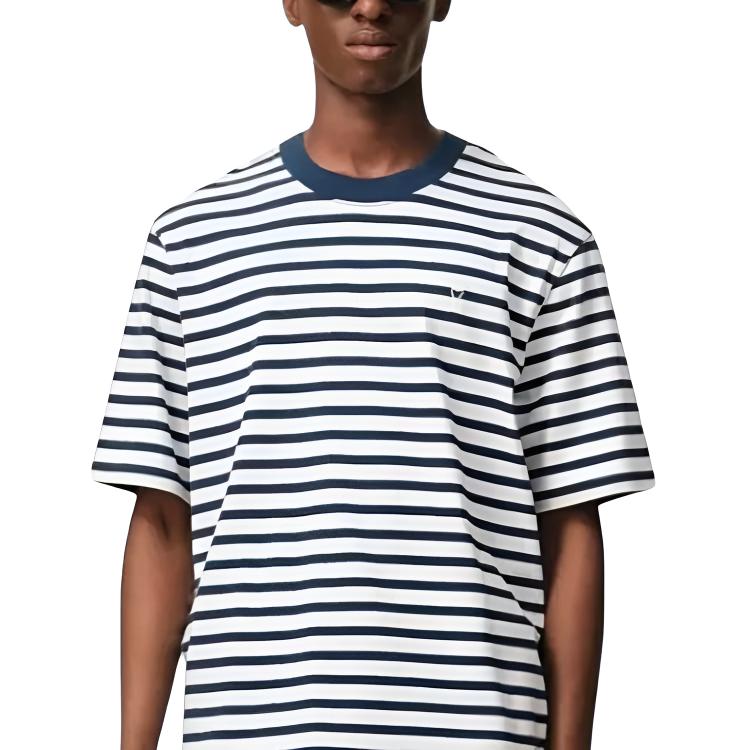 Amiparis Logo Striped Loose Fit Short Sleeve T-Shirt Unisex Tops UTS374JE0210-044