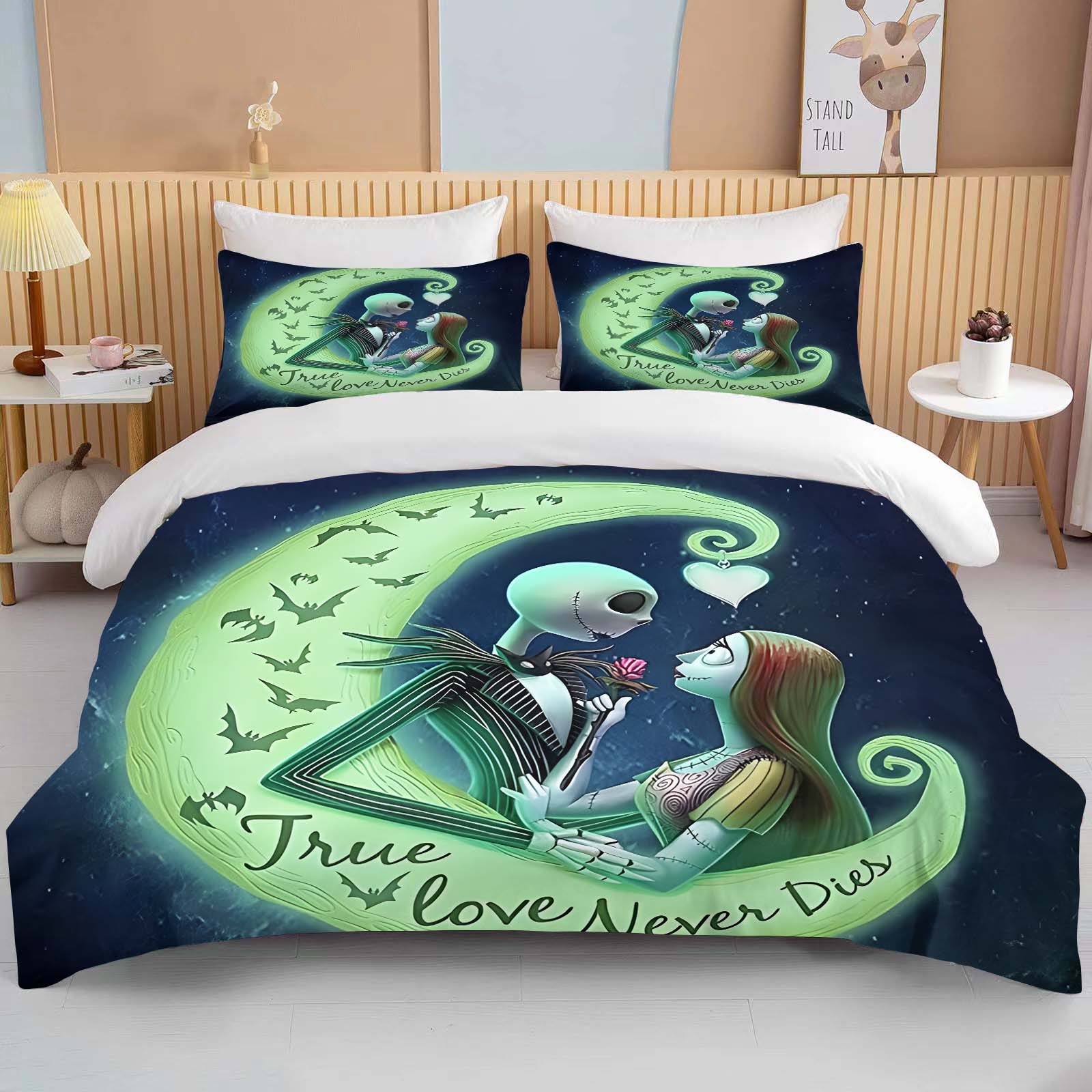 

3D The Nightmare Before Christmas Printed Bedding Set 1 Duvet Cover 2 Pillowcases Adult and Children Bedding Set Multiple Sizes 135x200cm