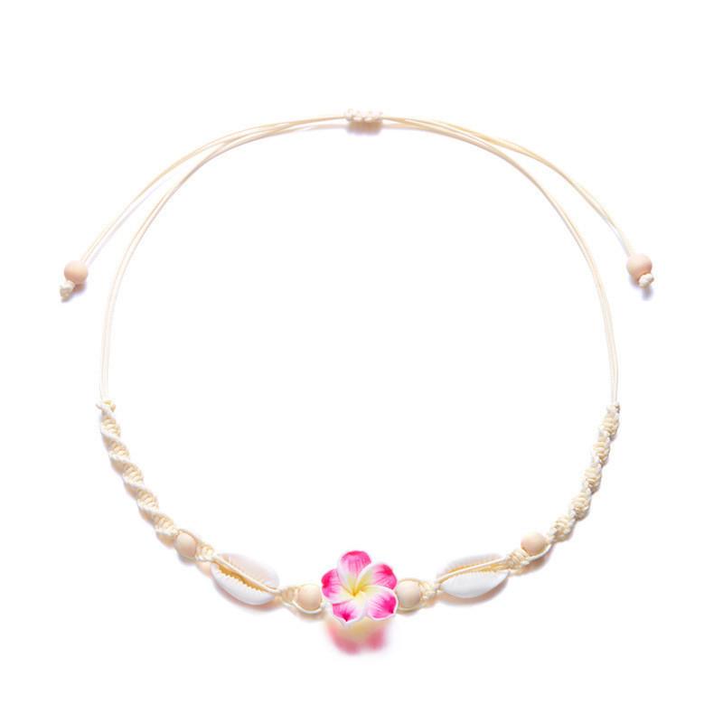 Style Adjustable Necklace Featuring Resin Flowers And Shell Accents For Women