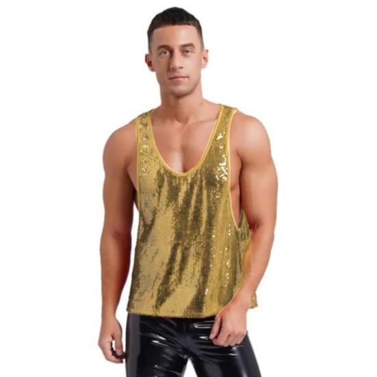 

Мужской жилет с круглым вырезом без рукавов свободного кроя, однотонные топы-майки, быстросохнущие, универсальные, в уличном стиле, повседневная одежда золотистый