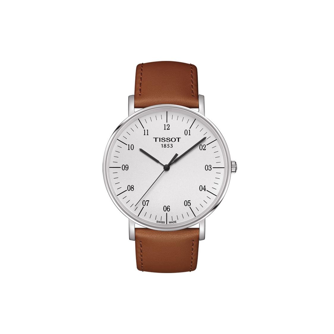 TISSOT Meishi Collection Quartz Movement 30m Water Resistance Men s Watches Watch 42mm White Dial T109.610.16.037.00 White Dial Brown Belt