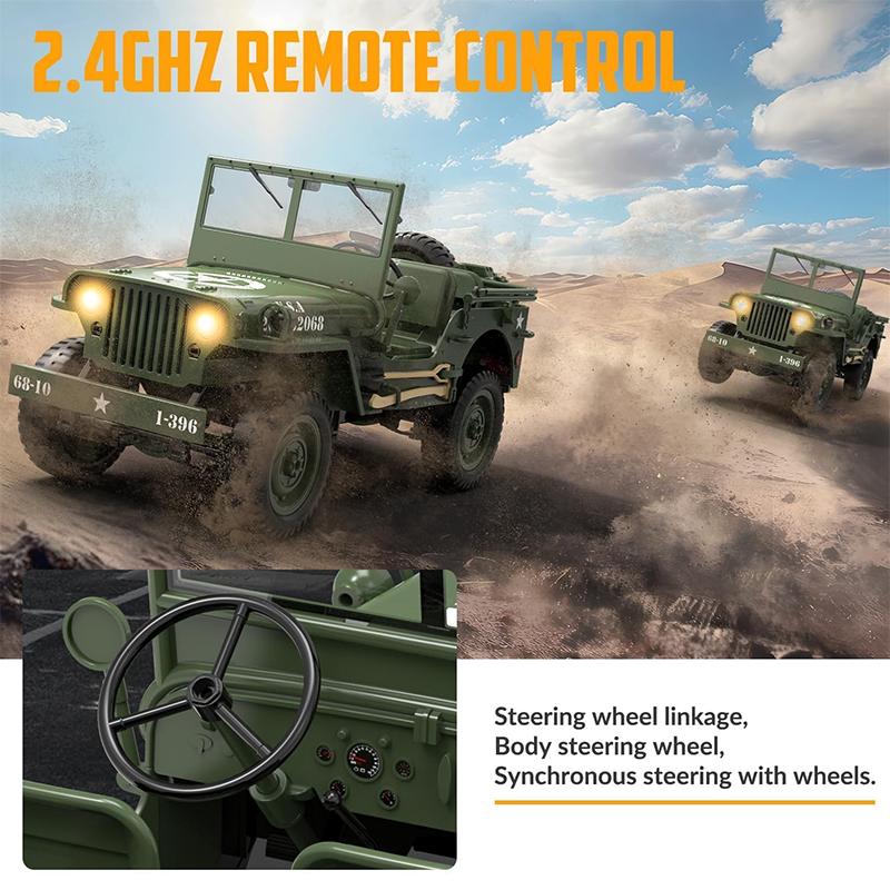 C8815 RC Crawler Truck 4WD Off Road Climbing Car 1941 Military 1:10 Design RTR Remote Control Vehicles Toy for Kids Adults Gifts