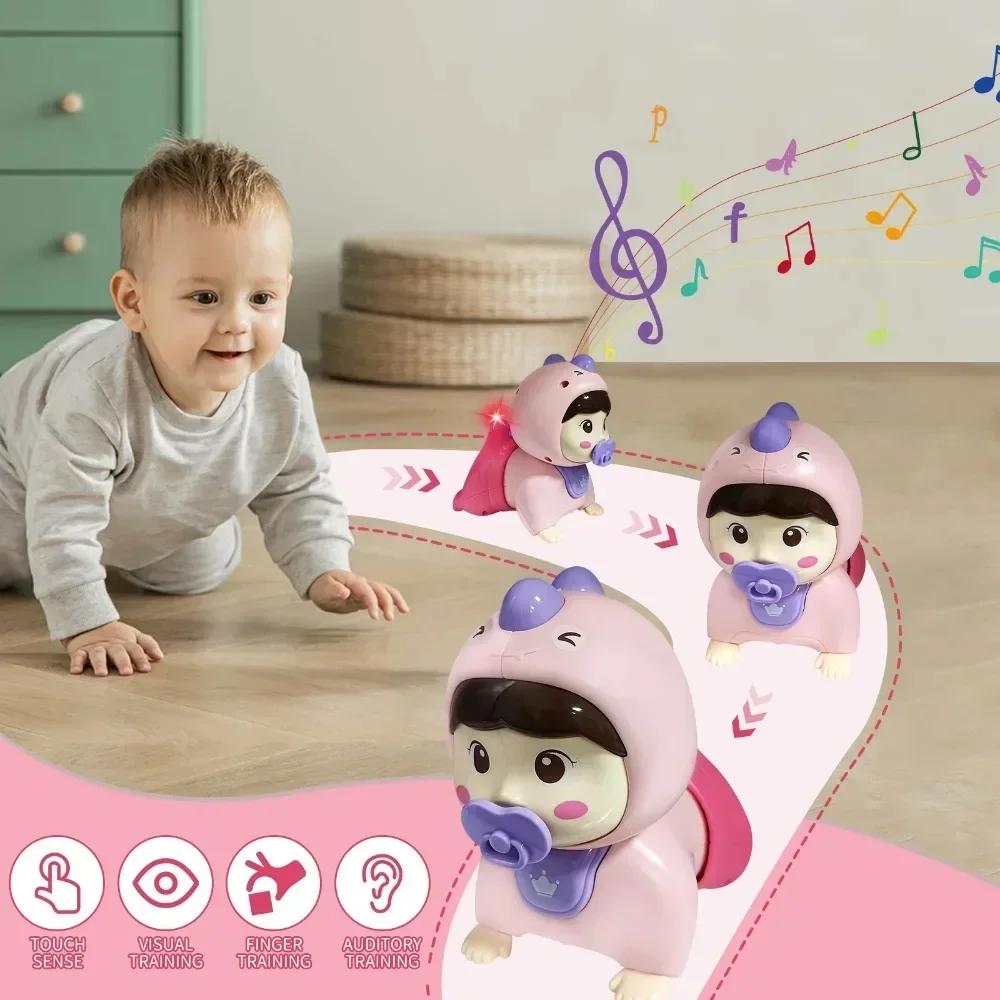 Baby Musical Crawling Toys for Girl Boy Cute Doll Early Learning Educational Toy Light Up Music Developmental Toy Tummy Time Toy