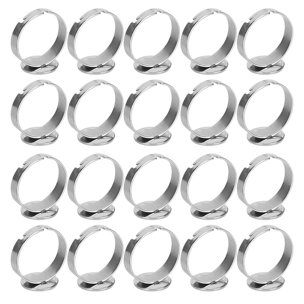 20Pcs Flat Ring Base Adjustable Stainless Steel SemiFinished DIY Jewelry Accessories 12mm