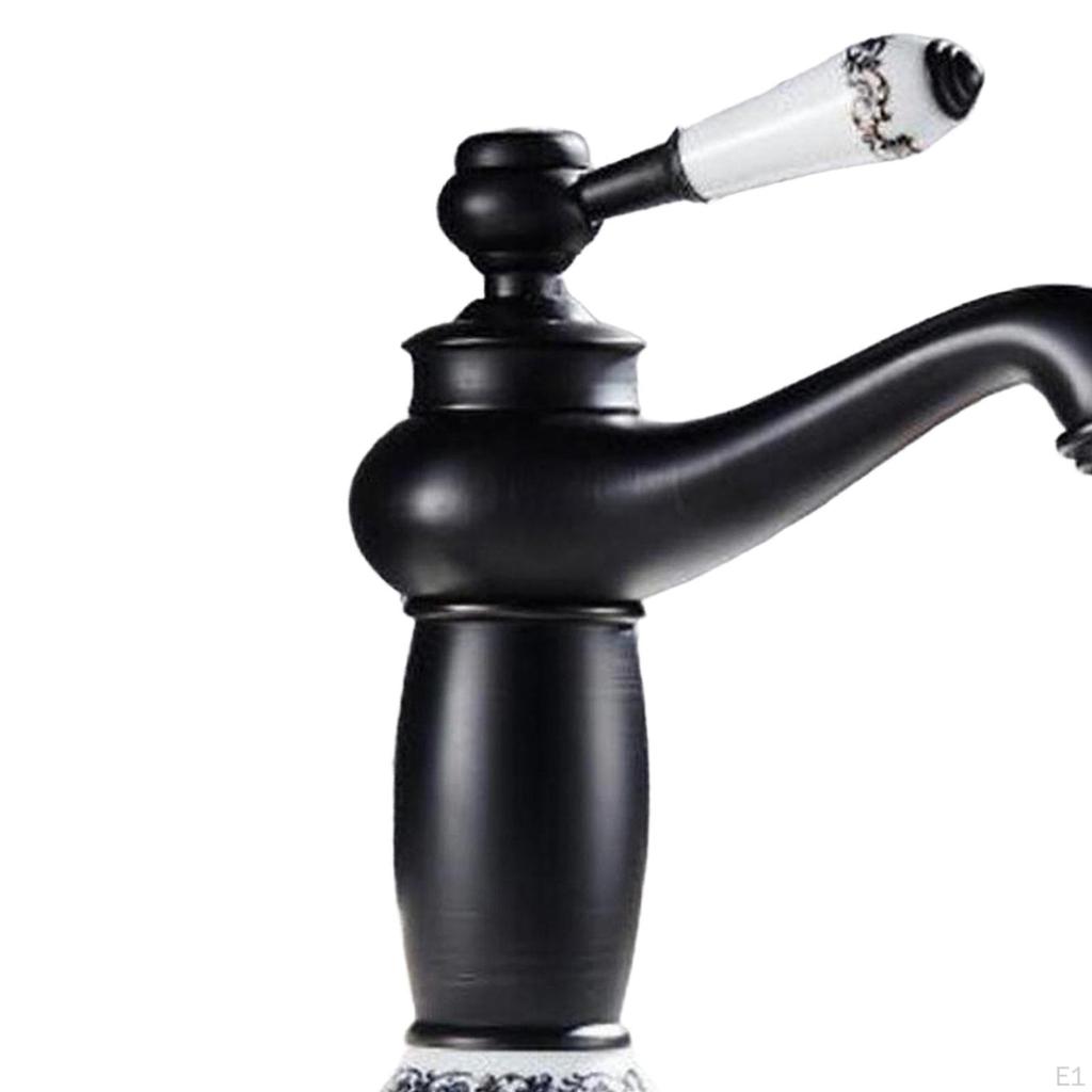 Bathroom Sink Faucet Basin Mixer Tap Ceramic Elegant Design Splashproof Single Handle and Cold