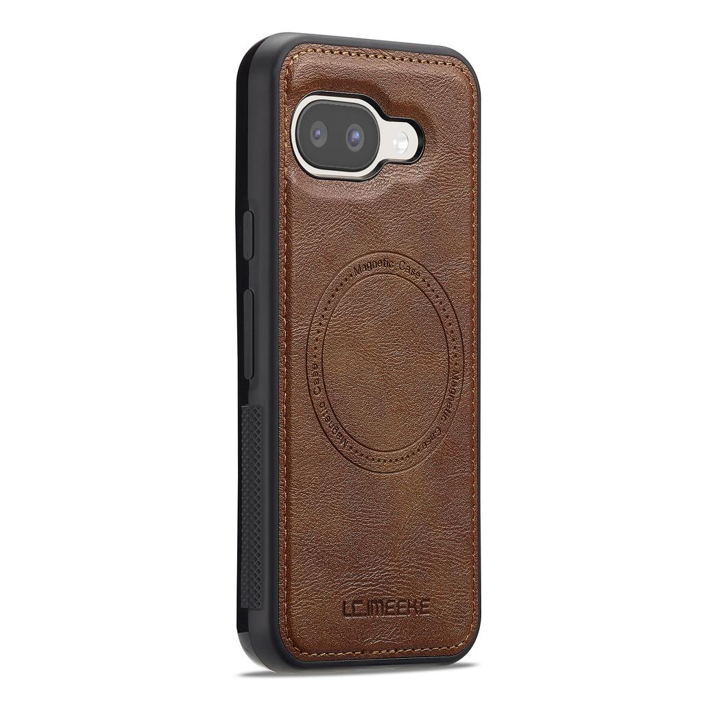 LC.IMEEKE For Google Pixel 9a Magnetic Case Compatible with MagSafe Leather+TPU Back Cover