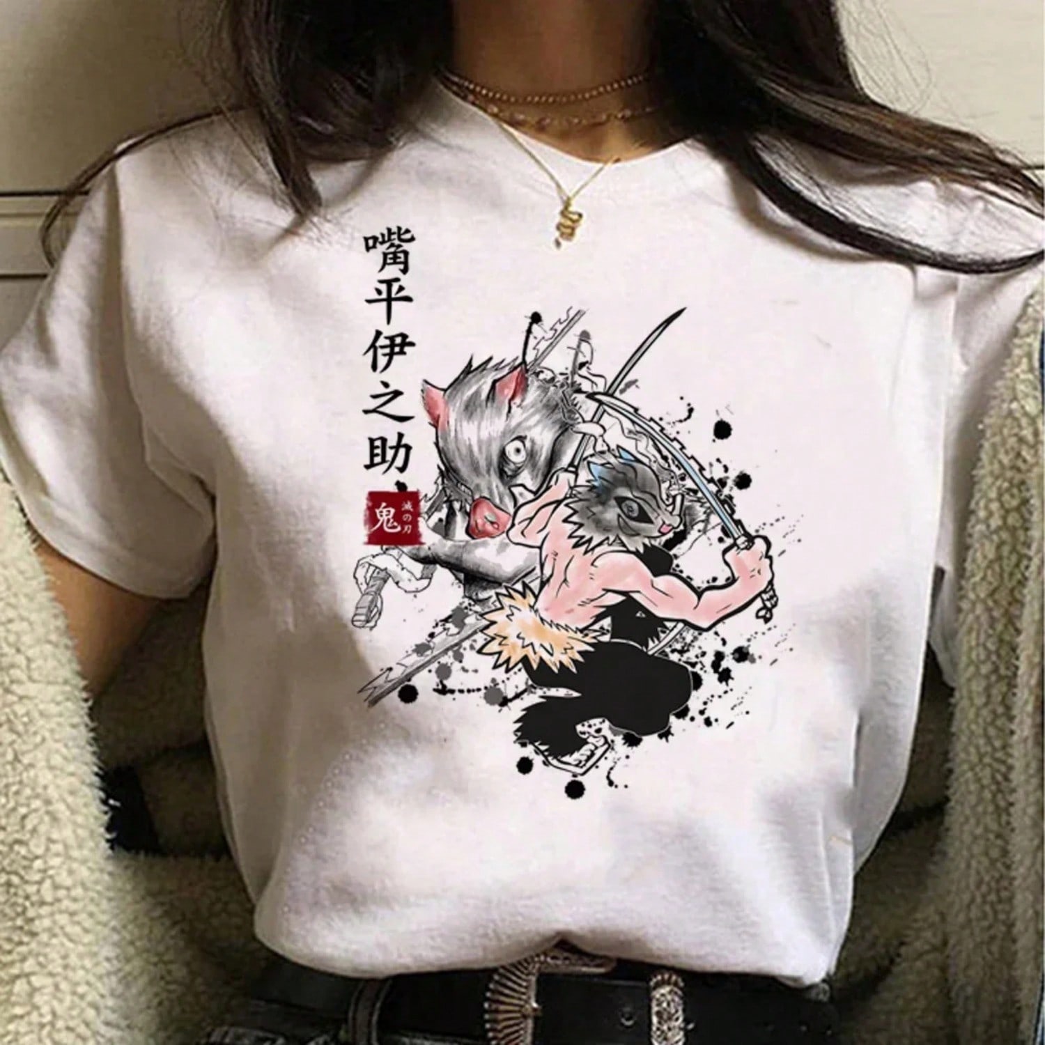 Kimetsu No Yaiba T Shirt unisex Manga Funny Y2K T Shirt Girl Funny Clothing Aesthetic Clothes S разноцветный