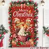 Christmas Door Cover, Red Pattern, Christmas-themed Background Decoration, Suitable For Winter Party Supplies.