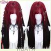 Parrucca Lunga Dritta Ombré Rosso-Nero per Halloween, Fibra Sintetica con Frangia, Parrucca Cosplay Facile da Indossare per Donne