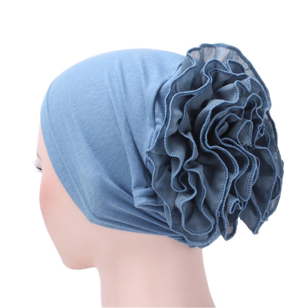 Women Flower Muslim Ruffle  Chemo Hat  Scarf  Head Wrap Cap