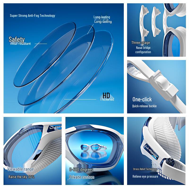 Li-Ning Occhialini da Nuoto Professionali Antiappannamento