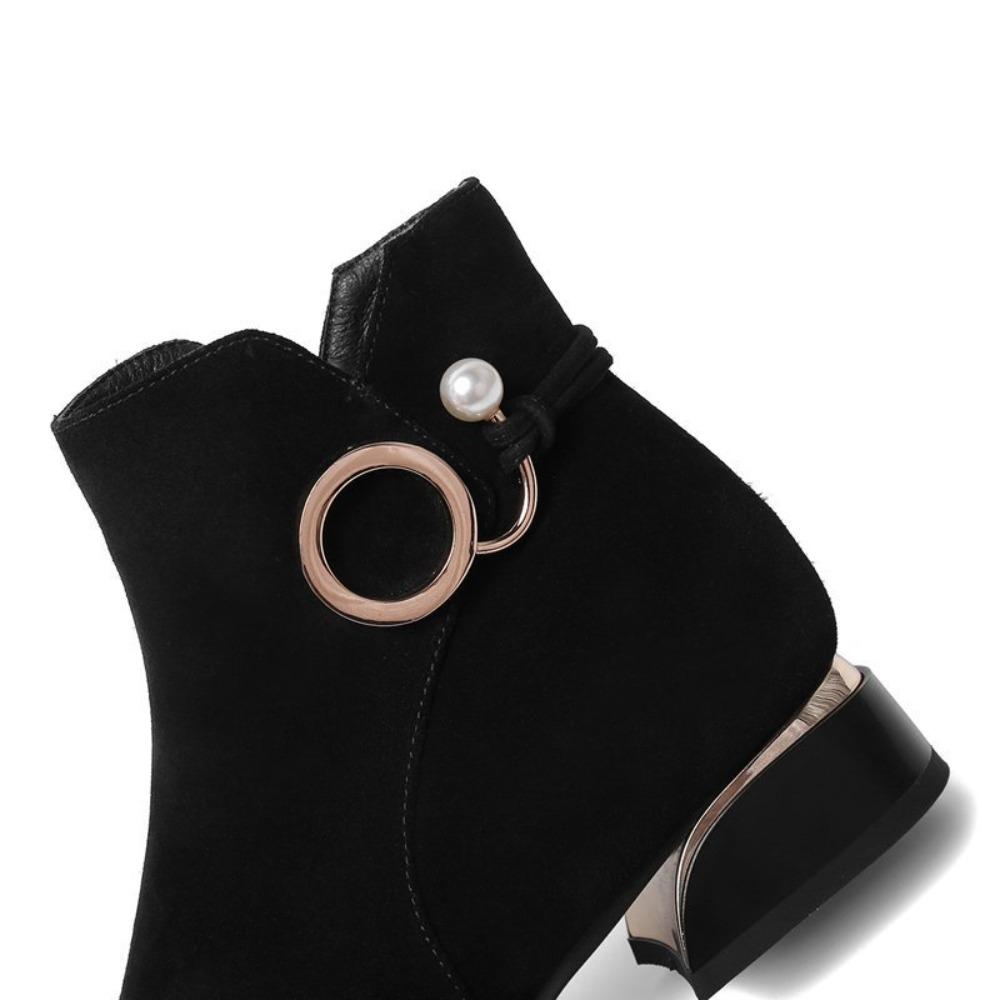 2025 New Women's Ankle Boots for Autumn/Winter - Chunky Heel Suede Material, and Also Available In Low Heel for Spring/Autumn